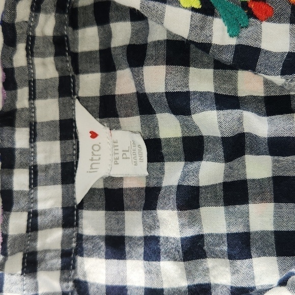 Intro Blouse Gingham Floral Embroidered Button Down Pocket Size PL Rockabilly - Picture 10 of 14